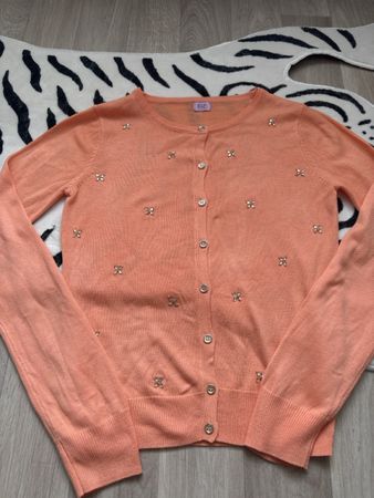 Lachsfarbener Cardigan inen, Gr.158-160