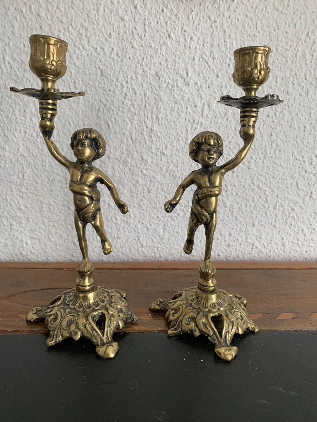 Kerzenständer: 2 Cherubin Messing Kerzenständer - Spieglbildlich - Putten – Gebraucht aus Zürich von ZHtobi 1
