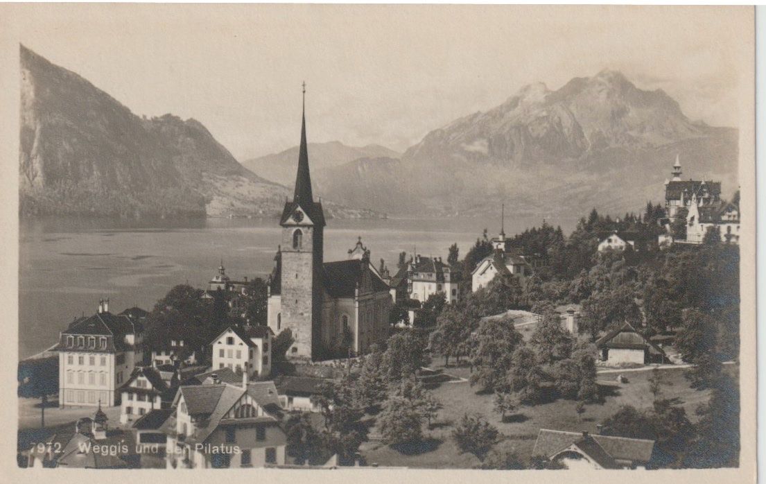 Cartoline postali: AB 84 Weggis und der Pilatus, ca. 1920 – Usato da Freienbach venduto da Bhaltis