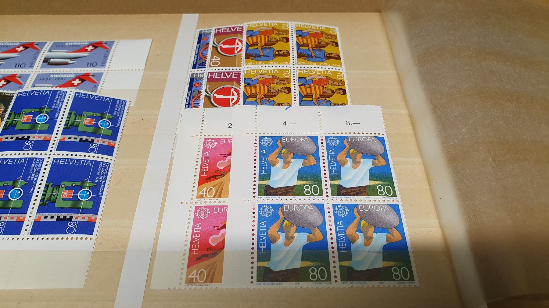 Tutti i francobolli: Schweizer Werbemarken Konvolut 1981 4er Blöcke postfrisch – Usato da Richigen venduto da Auerhahn11 2