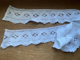 Antikes Spitzenband geklöppelt weiss  7 x 160 cm