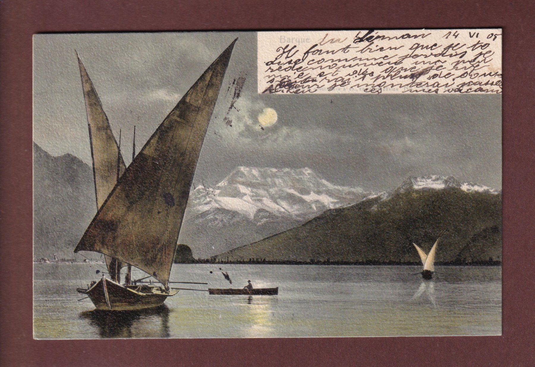 Cartes postales: BARQUE DU LEMAN - Clair de lune - 1905 – D'occasion à Pully par nicecards-shop