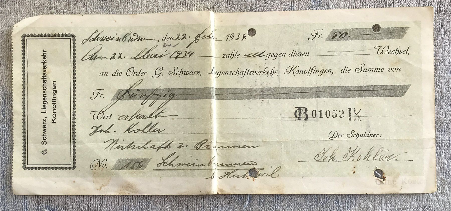 Documenti: KONOLFINGEN 1934 – Usato da Ostermundigen venduto da wini63