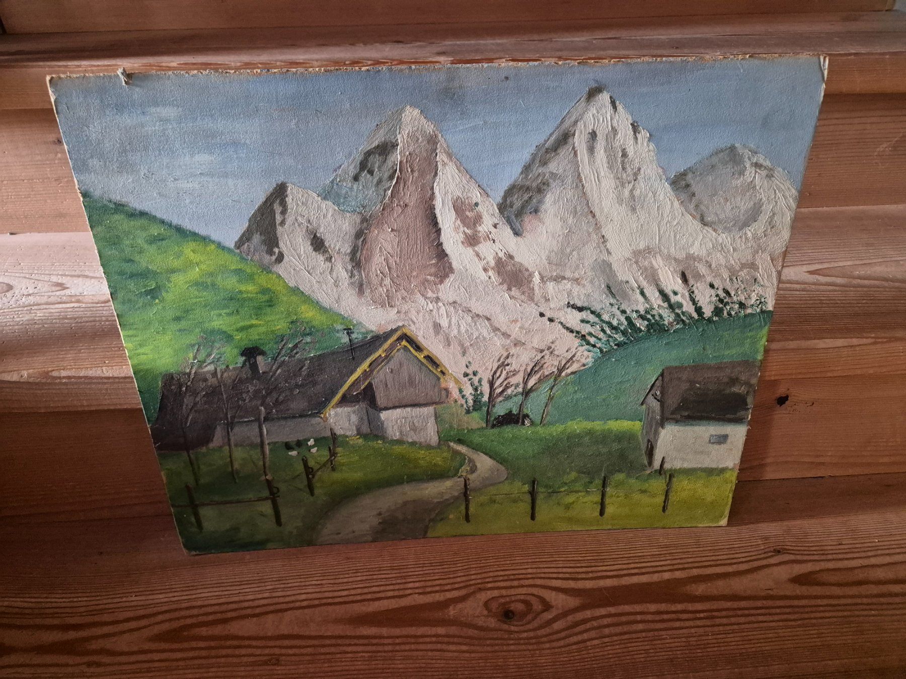 Dipinti: Ölgemälde, Berglandschaft mit Haus, Original Gemälde – Usato da Grandval venduto da ChezJerome
