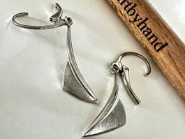 Silber Ohrhänger 925 4cm skulptural modern -Brisurverschluss