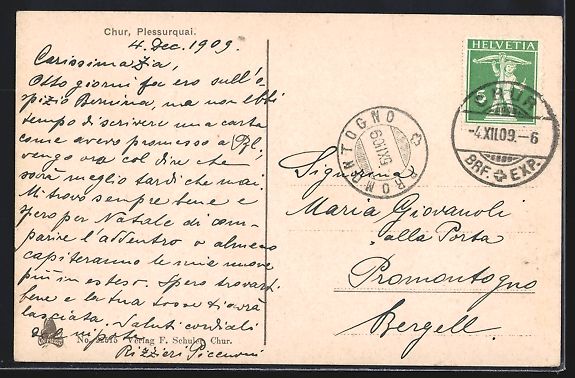 Cartes postales: AK Chur, Plessurquai, 1909 – D'occasion à Berlin par bartko-reher 1