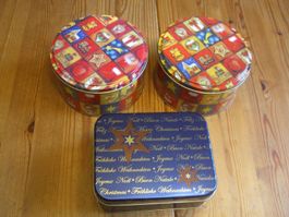 3  hübsche,kleinere Metall-Guetsli-Dosen