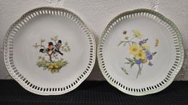 2 Wandteller Hutschenreuther Handgemalt Vogel Blumen Dekorat