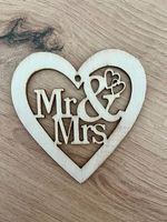 8x Holzherzen, Mr & Mrs, Hochzeit, Anhänger, neu