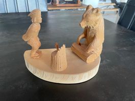 Figurine Bûcheron Ours en Bois Sculpter