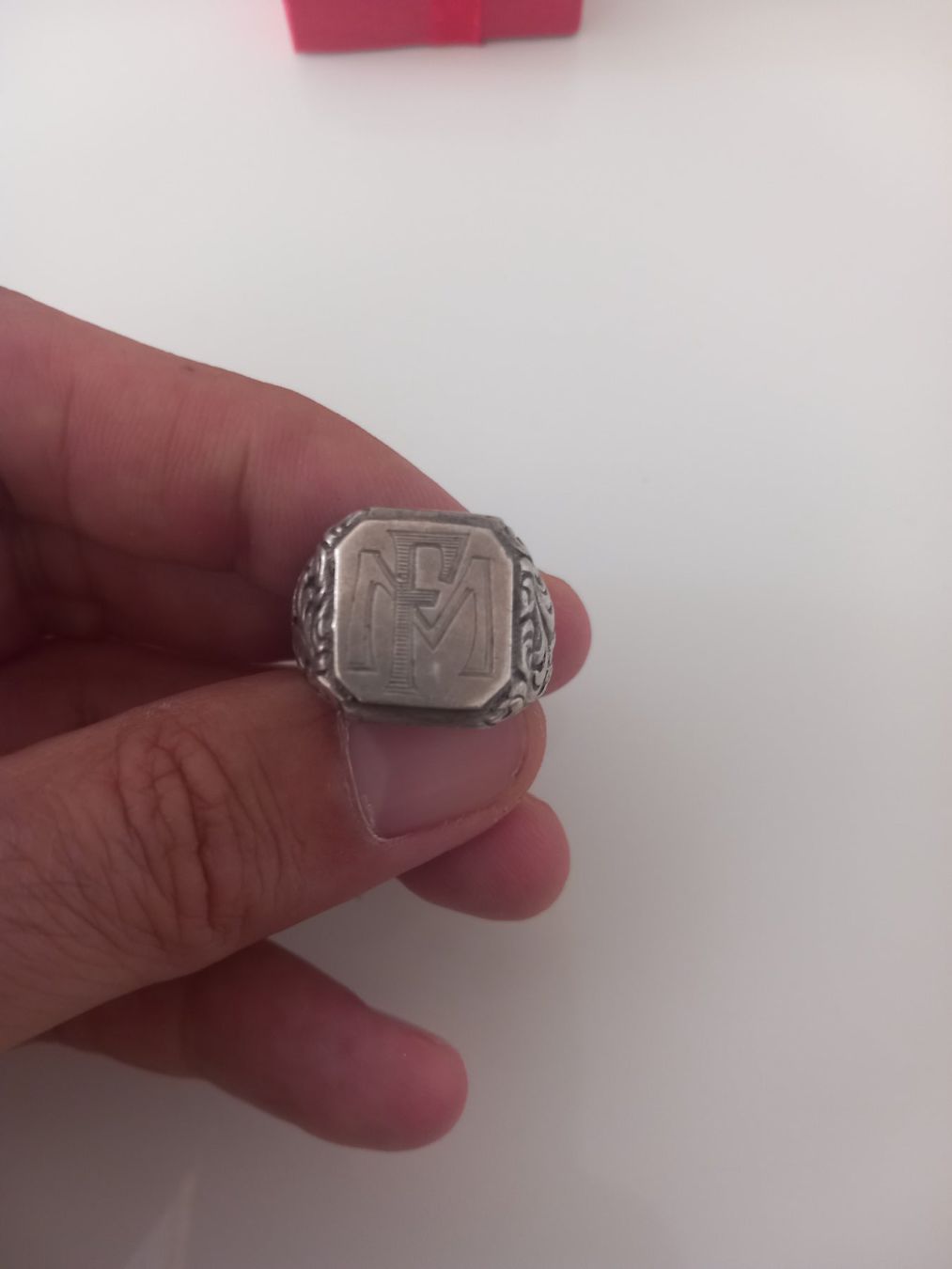 Anelli: Bague chevalière en argent 800 initiale FM – Usato da Genève venduto da GenevaLuxury 4