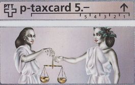 PTT Telefonkarte p-taxcard 5 Helvetia unbenutzt