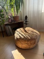 Fell Pouf, marokkanisch verziert, Ledersitz 