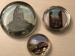 3 Stk. antike Glas-Briefbeschwerer, Deutschland