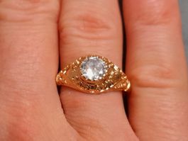 Ring mit Zirkonia, vergoldet 585, 3g, size 8 (57)