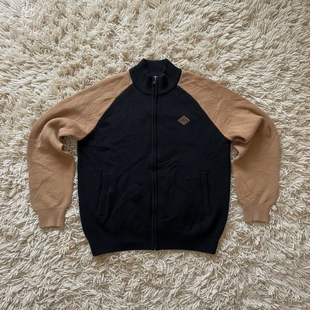 Veste à zip Lacoste vintage 2000's homme L noir/camel