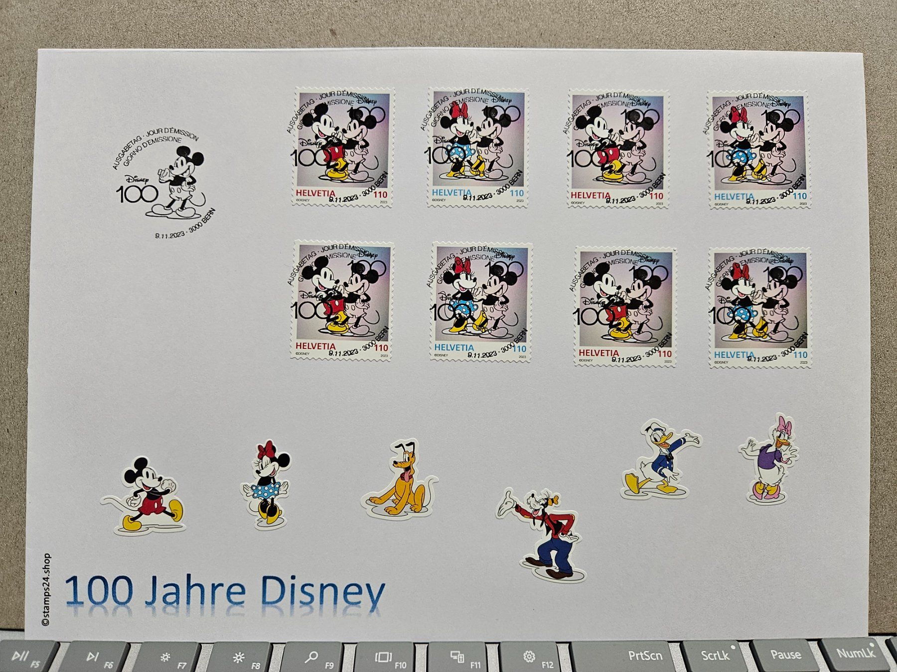 Alle Briefmarken: Combo FDC 100 Jahre Disney, Format C5 – Gebraucht aus Rickenbach SO von Bytebull