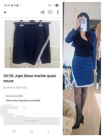 Günstig porto!!! Gr. S Jupe marine asymétrique quasi neuve!