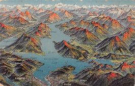 Vogelschau-AK Vierwaldstättersee Feldp. 1916 KASERNE LUZERN