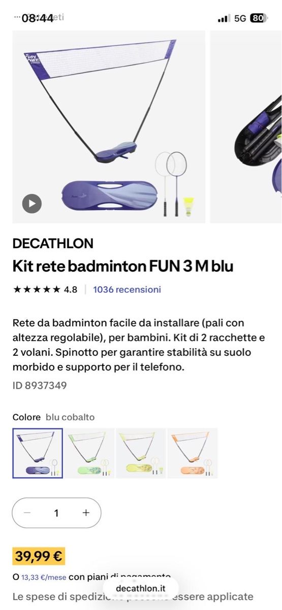 Racchette: Kit Rete Badminton Decathlon Fun 3M Blu - Ottimo Stato! – Usato da Bodio TI venduto da mel_6pmm 1