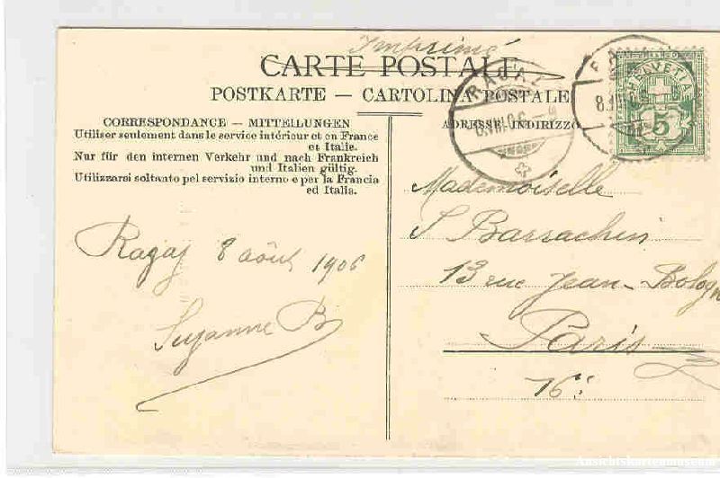 Cartoline postali: Ragaz - Taminafall bei ... + 1906 – Usato da Emmenbrücke venduto da teestube 1