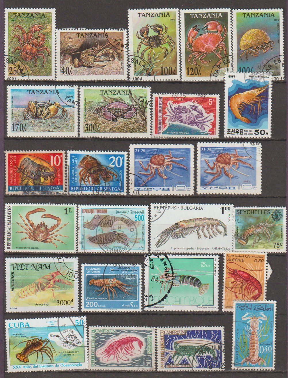 Alle Briefmarken: Crustacés divers d'occasion – Gebraucht aus Crans-Montana von kira56