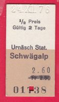 KARTON BILLETT, BUS, URNÄSCH - SCHWÄGALP, EINFACH, HALBTAX