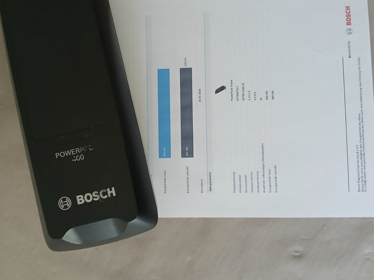 Bosch Akkus: Bosch Powerpack 400 mit 400Wh 100% / inklusive Messbericht – Gebraucht aus Winterthur von .-thx-. 2