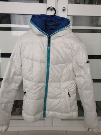 Kjus wendbarer Winter Jacke, blau weiss, 36