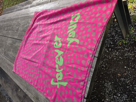 Kleidung: Schal pink/silber mit Aufdruck