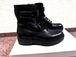 Santoni Winter Boots Schwarz Leder, Gr. 37.5 - Neuwertig!