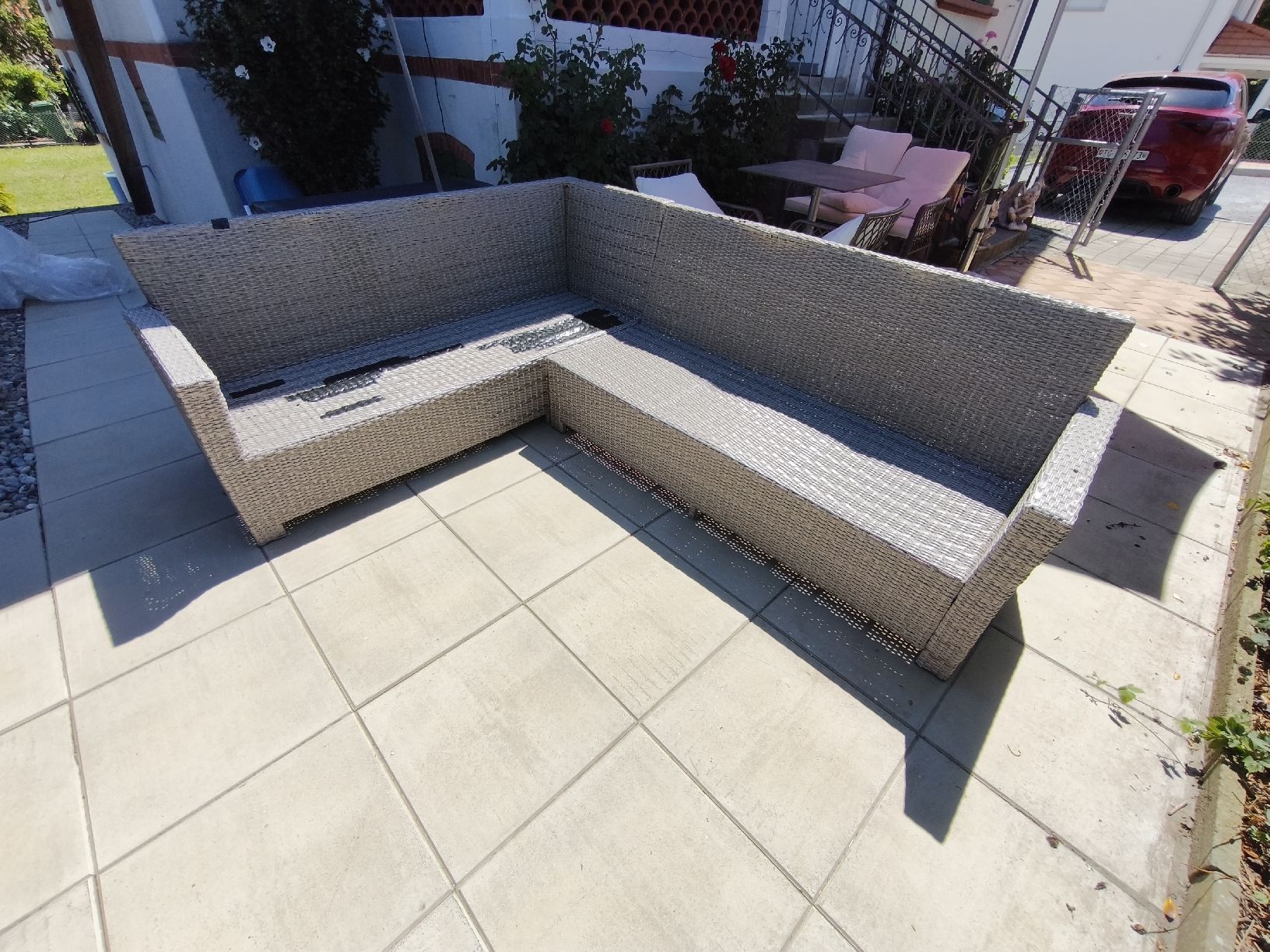 Sedie a sdraio: Garten Lounge Polyrattan Grau L-Form mit Massen 230cm – Usato da Sirnach venduto da Atomheart1 4