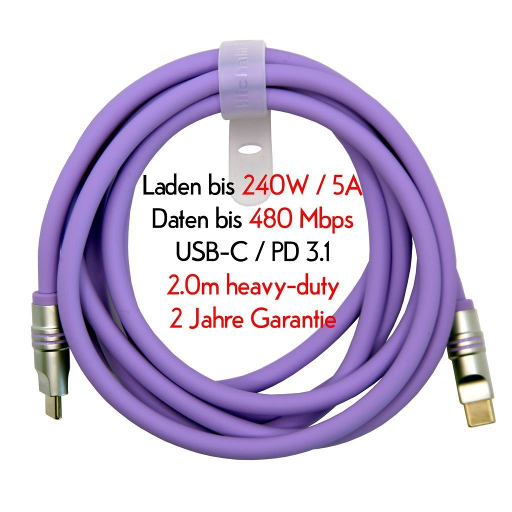Cavi: USB-C Schnelladekabel + Datenfunktion, 2m, Silikon, Neuware – Nuovo e nell'imballaggio originale da Gampelen venduto da schlosz_alexander