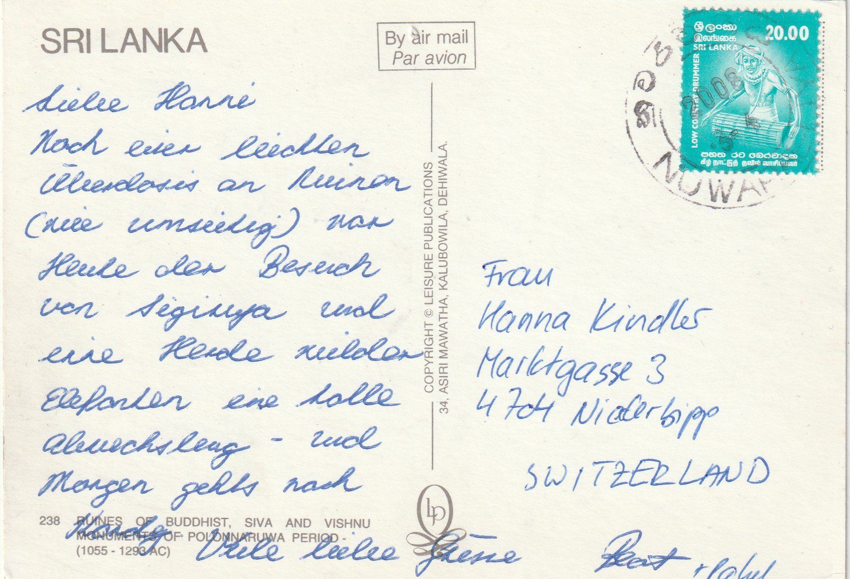 Cartoline postali: SRI LANKA  MBK – Usato da Lumbrein venduto da made02 1