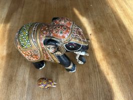 2 Deko Elefanten aus Holz Handarbeit Indien