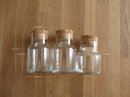 Glas Dosen mit Korkdeckel / 3 Stk. neuwertig