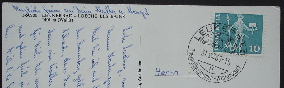 Cartoline postali: LEUKERBAD Dorfpartie, Luftseilbahn – Usato da Jona venduto da philajona 1