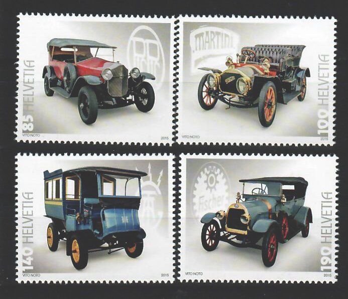 Alle Briefmarken: 2015, Sondermarken Schweizer Automobile ** – Gebraucht aus Willisau von Vollstempel