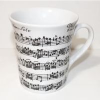 Musiknoten Tasse Kaffeebecher Notenlinien Porzellan Becher 