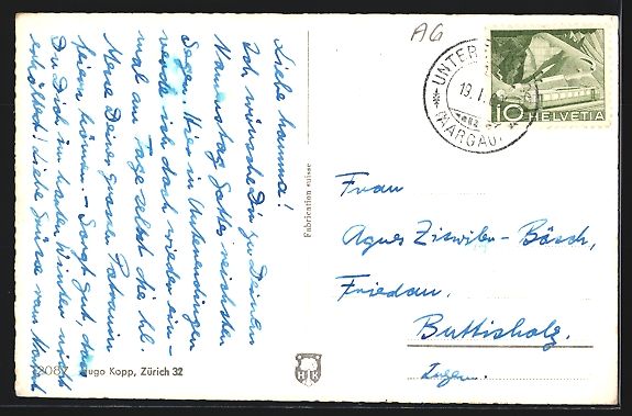 Cartoline postali: Unterendingen /Aarg., Totalansicht mit K – Usato da Berlin venduto da bartko-reher 1
