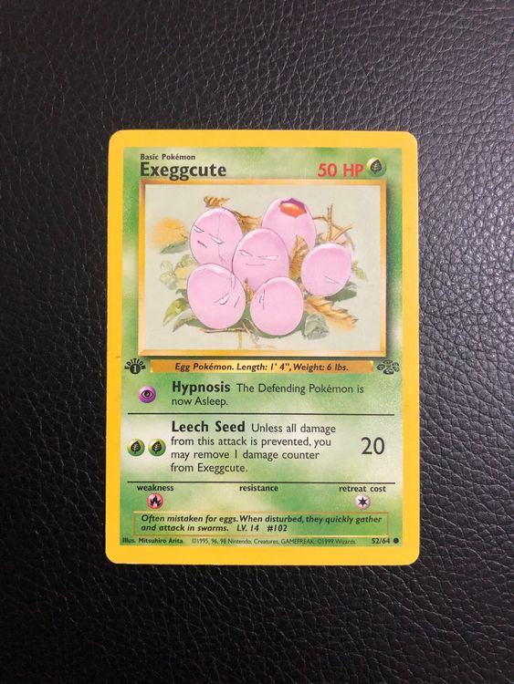 Pokmon Jungle Set Exeggcute 52/64 1st Edition Card  Near Mint Condition,  Non-Holo