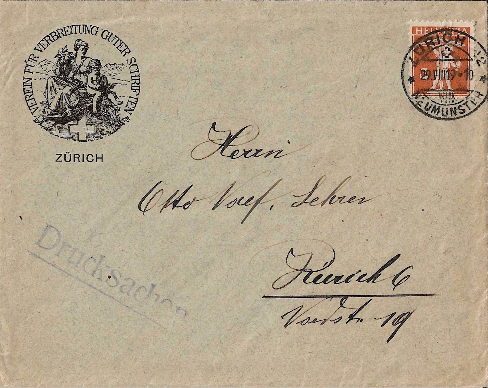 Tutti i francobolli: Brief Schöne Drucksache 1919 – Usato da Zürich venduto da Philacat11