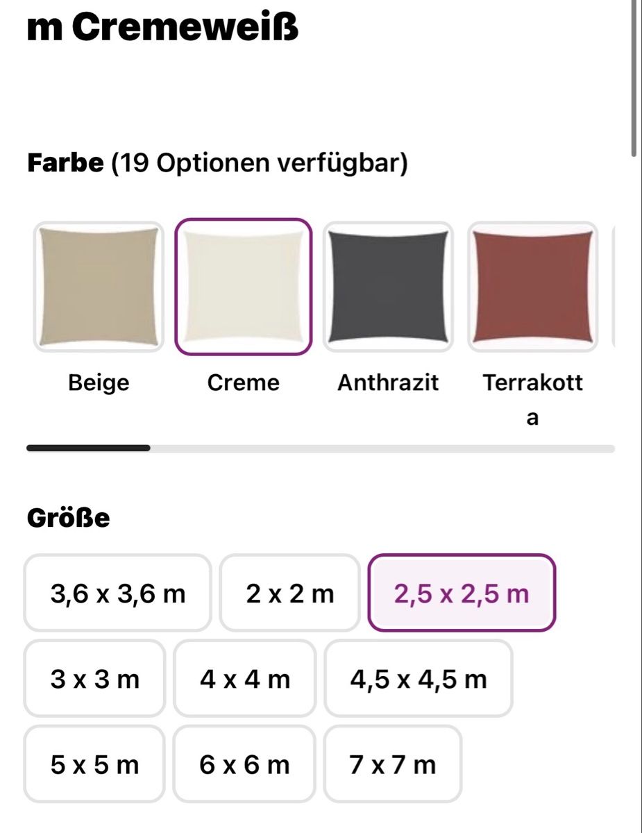 Ombrelloni: Sonnensegel neu 2x2,5m – Nuovo e nell'imballaggio originale da Niederried b. Kall venduto da NicoleS25