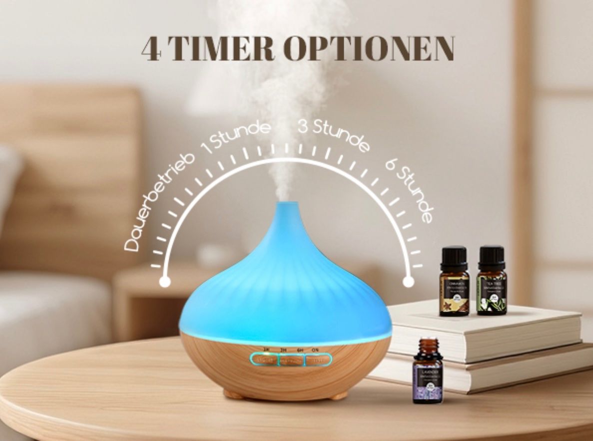 Diffusori di oli essenziali: Aroma Diffuser mit 12 Ätherischen Ölen, 500ml weiss-braun – Nuovo e nell'imballaggio originale da Basel venduto da Seifehuesli 6