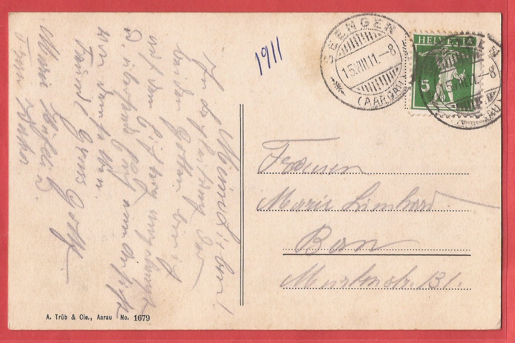 Ansichtskarten: Seengen - Kurort Eichenberg - 1911 – Gebraucht aus Fislisbach von Porano 1