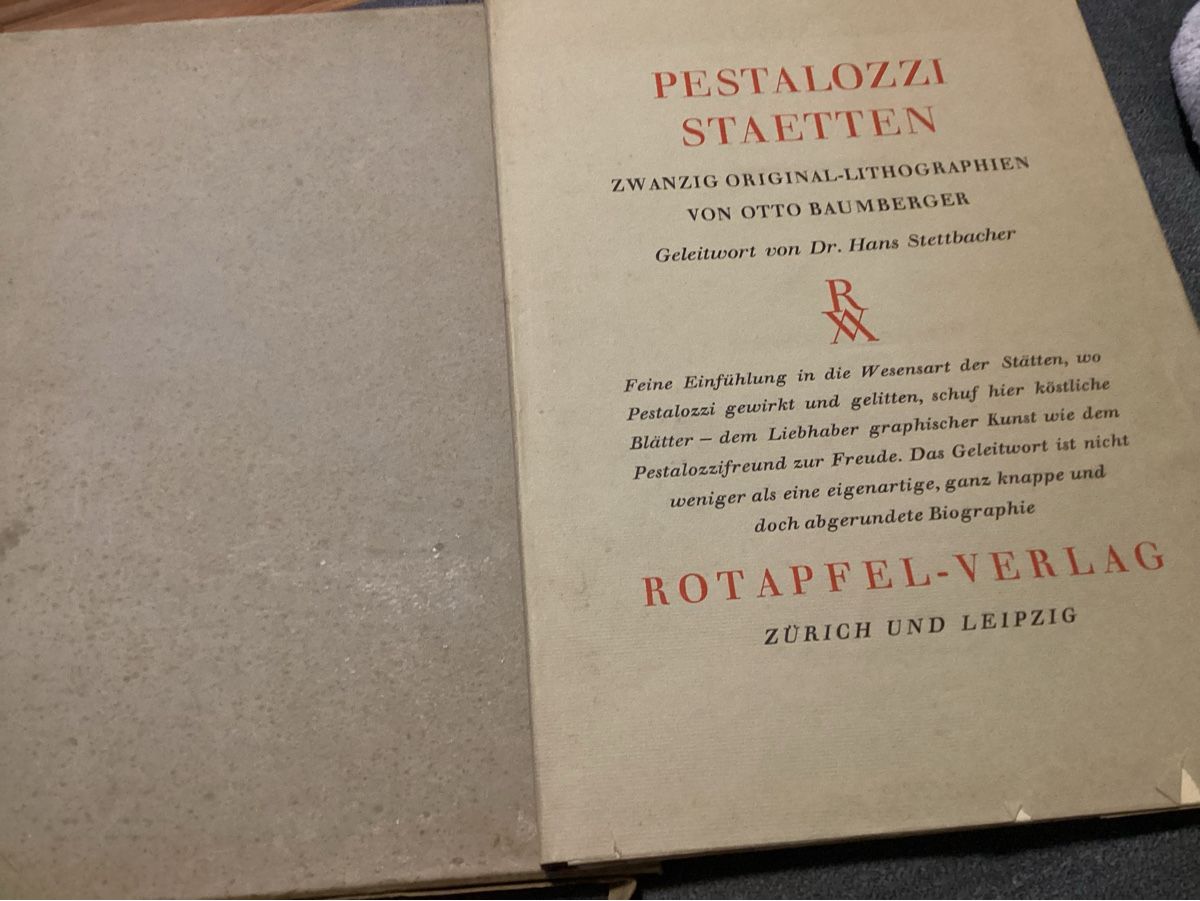 Libri: ANTIKES BUCH MAPPE PESTALOZZI STÄTTEN UM 1925 – Usato da Münchenstein venduto da NoSu98 2
