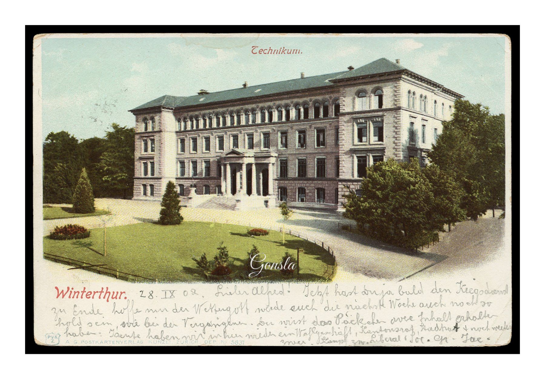 Cartoline postali: WINTERTHUR 1902 "Technikum" – Usato da Onex venduto da gonsla01