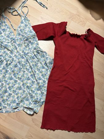 Sommer Kleider SET: Bershka Kleid Rot & Jumpsuit M