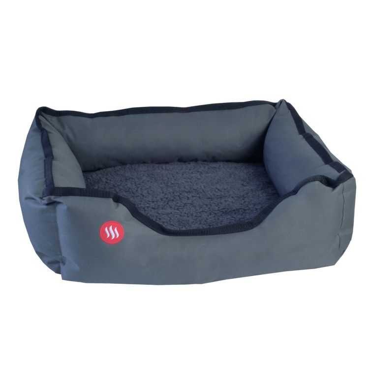 Mid Century Haustierbett Klein – Plüschbett In Marineblau Mit Buchenholzbeinen
