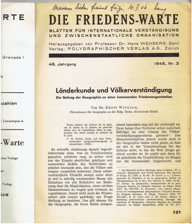 Libri: Die Friedens-Warte 1946 – Usato da Flims - Dorf venduto da Stagediver 1